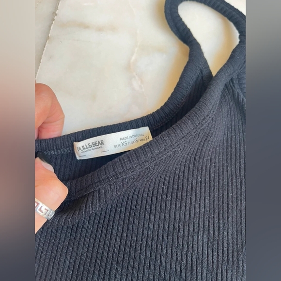 Black Ribbed One-Shoulder Top - Picture 2 of 3